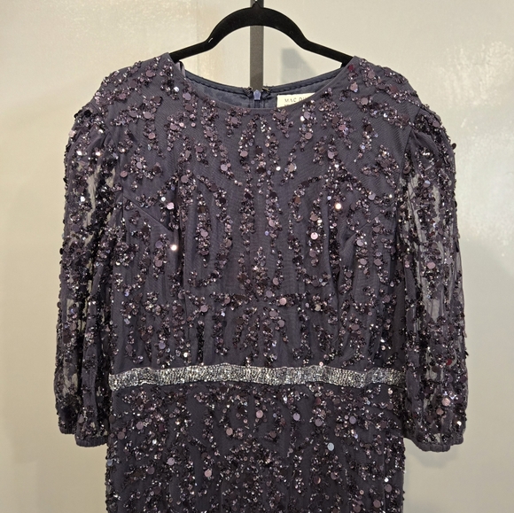 NWT Mac Duggal Sequined Elbow Sleeve Gown SZ 18 MIDNIGHT BLUE 93790 - Picture 4 of 8